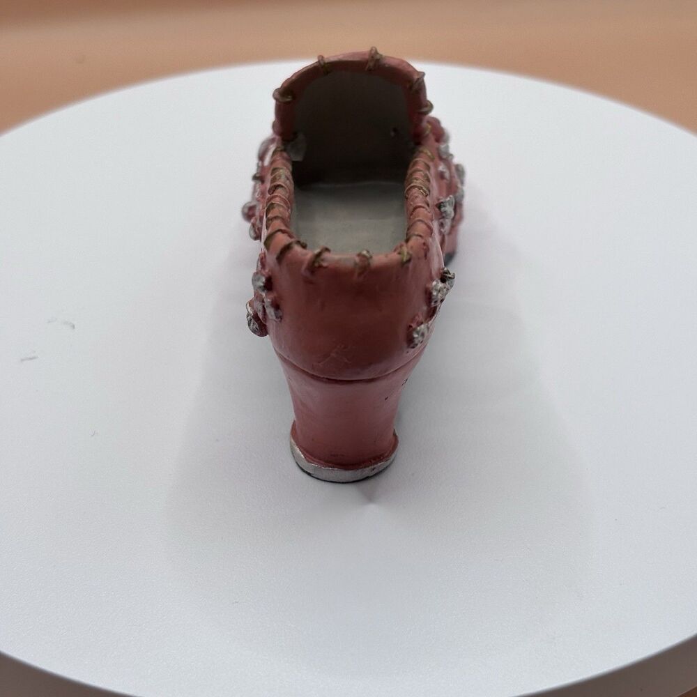 Vintage Style Miniature Shoe Sculptures Pink Floral & Teal Rhinestone Decorative - Picture 14 of 16